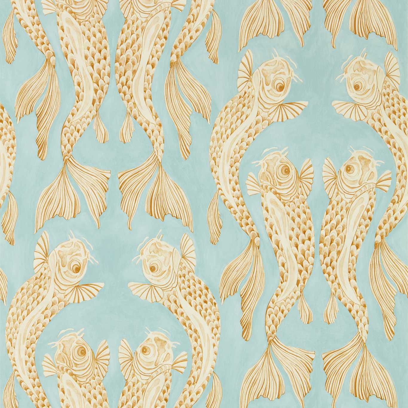 Voyaging Koi Wallpaper - Clear Sky/Persimmon - DWAW217115