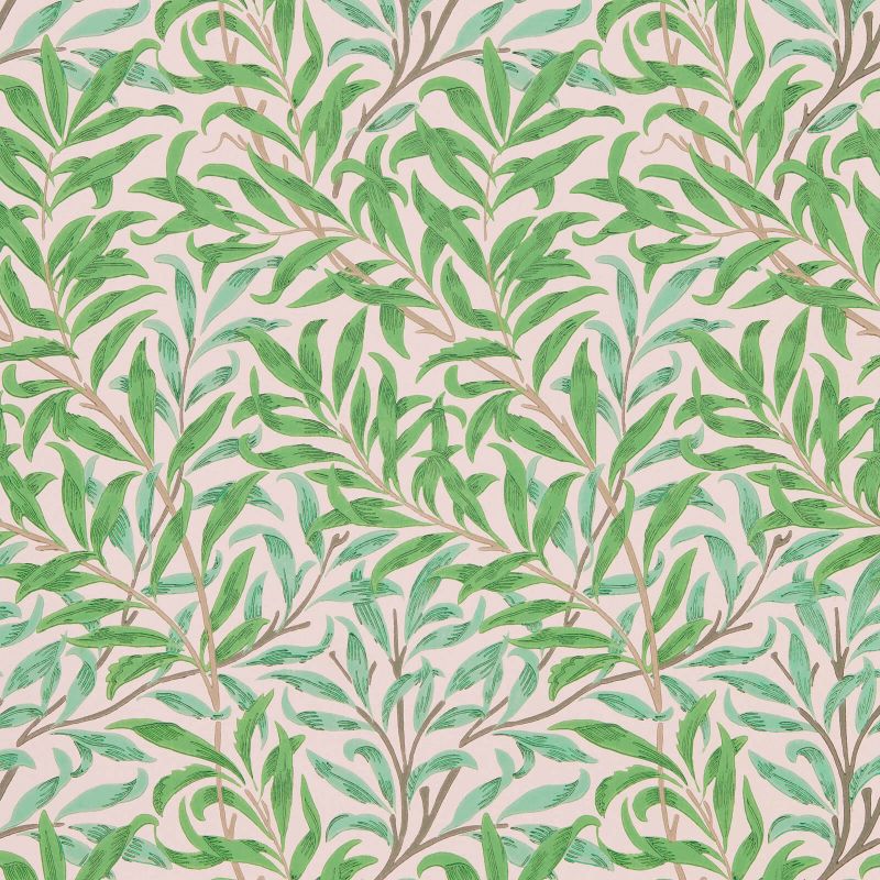 Willow Boughs Wallpaper - Pink/Leaf Green - Morris & Co - 216949