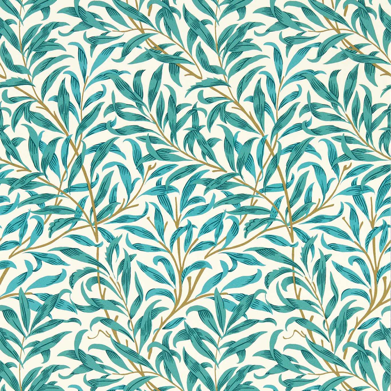 Willow Boughs Wallpaper - Teal - Clarke & Clarke - W0172/05 - Morris Wallpaper