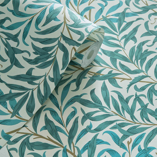 Willow Boughs Wallpaper - Teal - Clarke & Clarke - W0172/05 - Morris Wallpaper