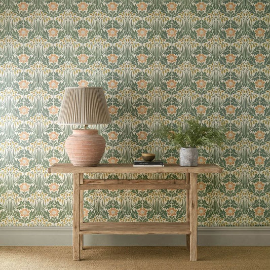 Woodbell & Anemone Wallpaper - Rose/Sage - Morris & Co - 217573