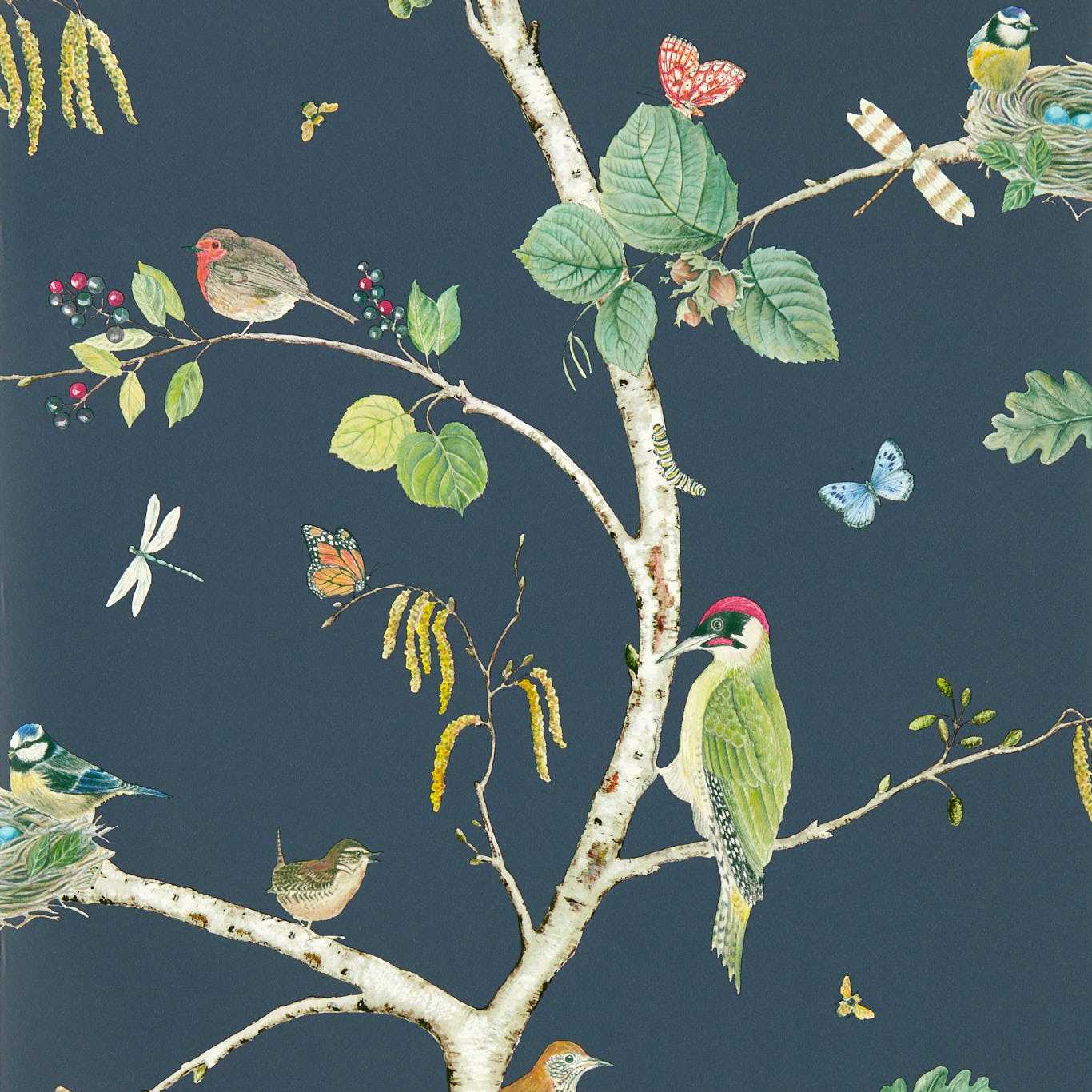 Woodland Chorus Wallpaper - Charcoal - DABW217231
