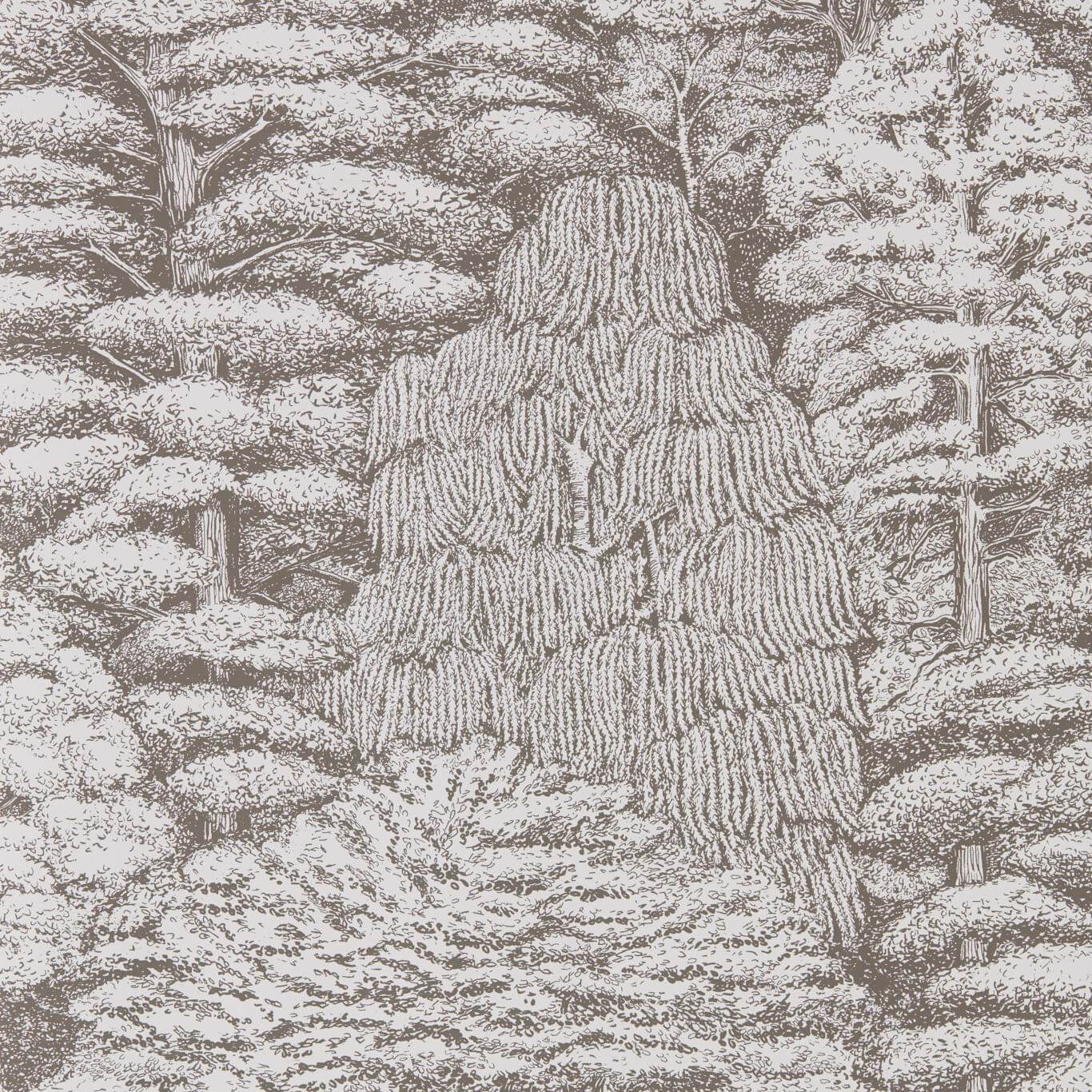 Woodland Toile Wallpaper - Ivory/Charcoal - DWOW215716
