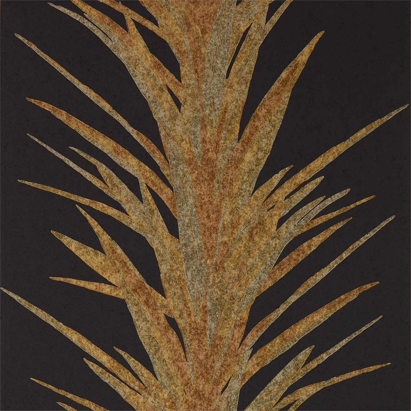 Yucca Wallpaper - Charcoal/Gold - DGLW216651