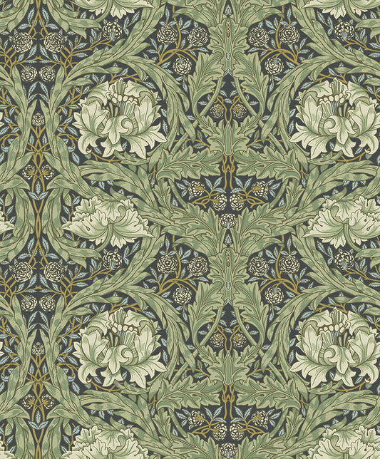 82075 - African Marigold Wallpaper - Green / Blue - Midbec