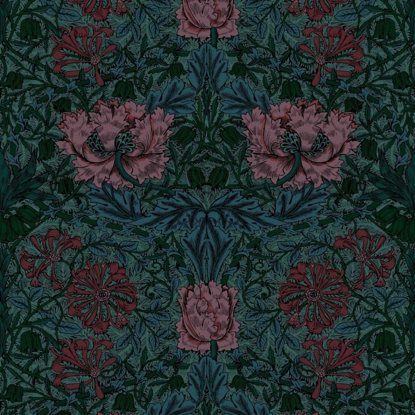 HONEYSUCKLE Wallpaper - Petrol - House of Hackney