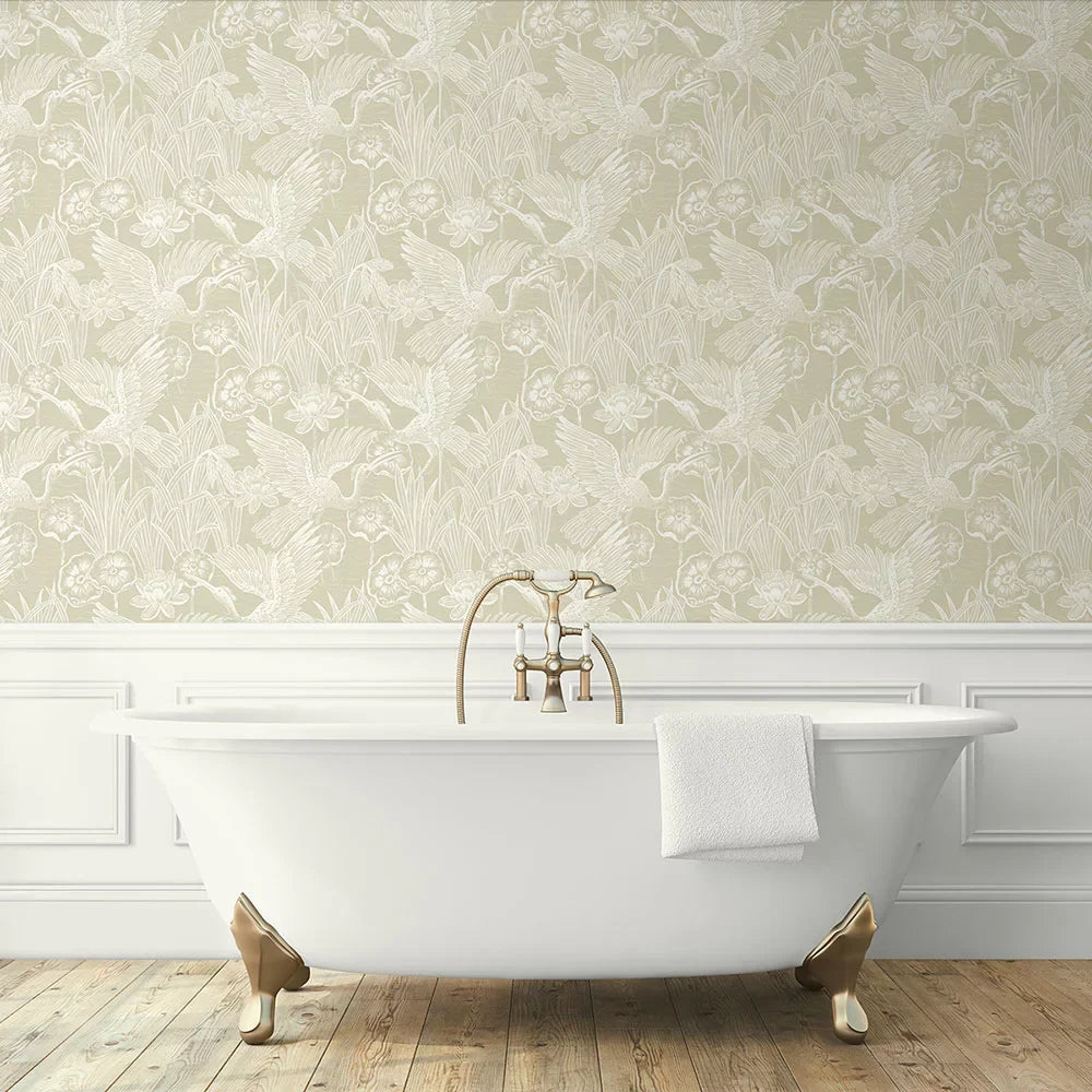 Floral Heron Peel & Stick Wallpaper