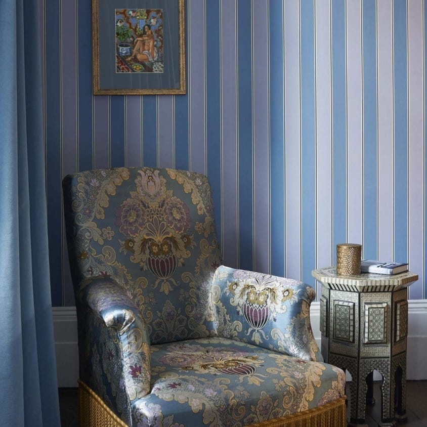 ORSMAN STRIPE Wallpaper - Amethyst & Celadon - House of Hackney