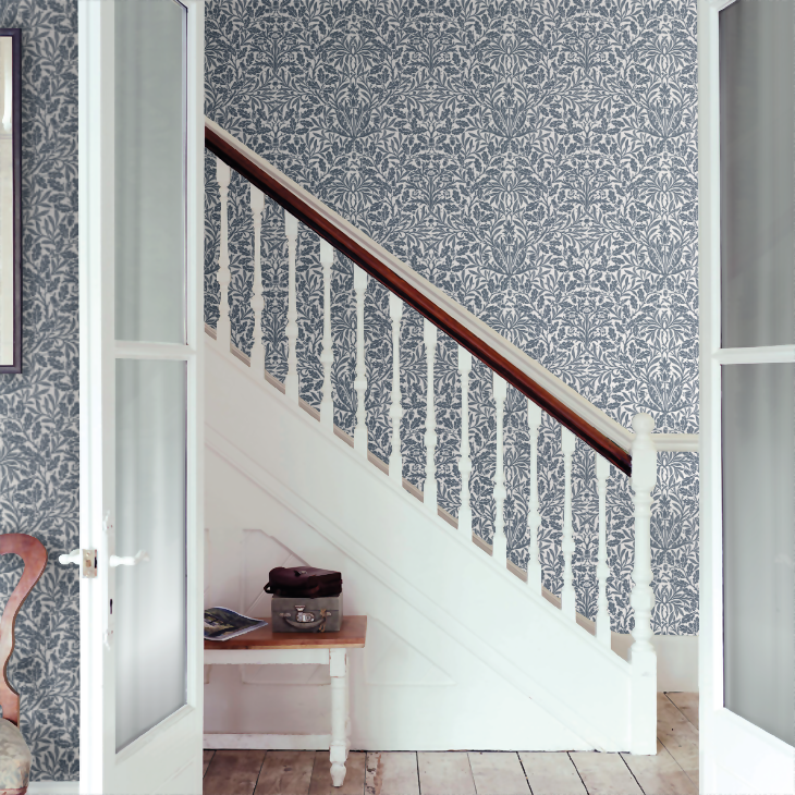 Pure Acorn Wallpaper - Denim Blue - 217400 - Morris Wallpaper WD