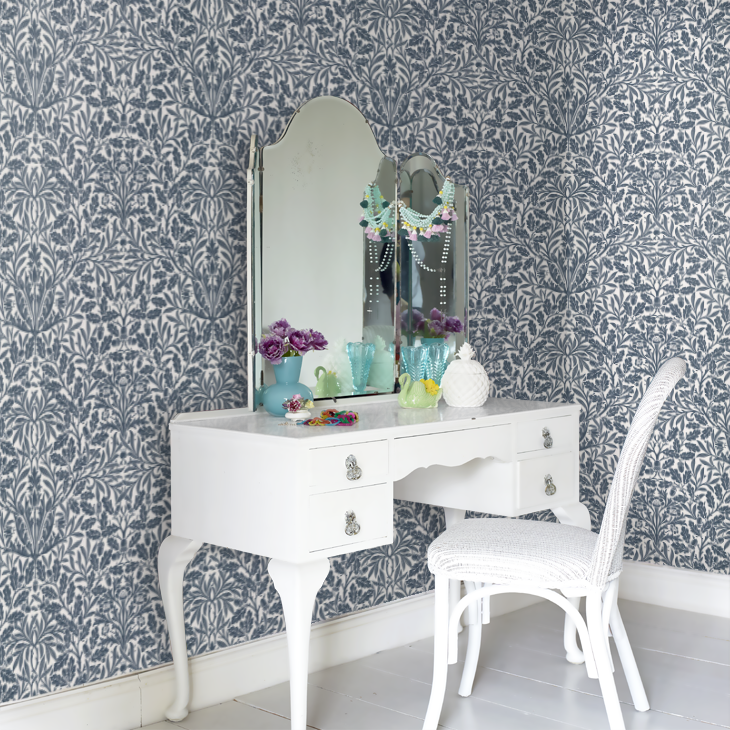 Pure Acorn Wallpaper - Denim Blue - 217400 - Morris Wallpaper WD