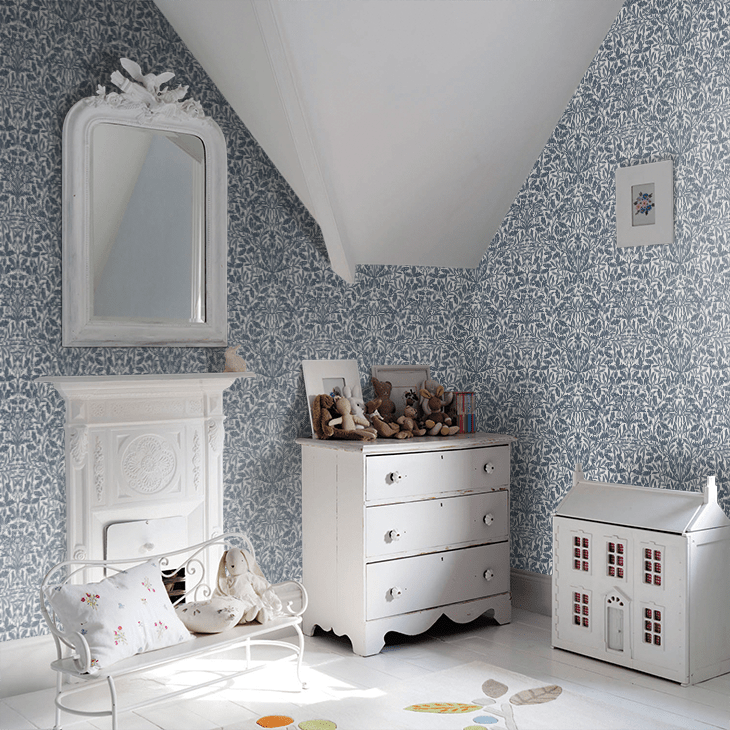 Pure Acorn Wallpaper - Denim Blue - 217400 - Morris Wallpaper WD