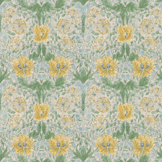Pure Honeysuckle & Tulip Wallpaper - Sunflower / Thyme - 217386 - Morris Wallpaper WD