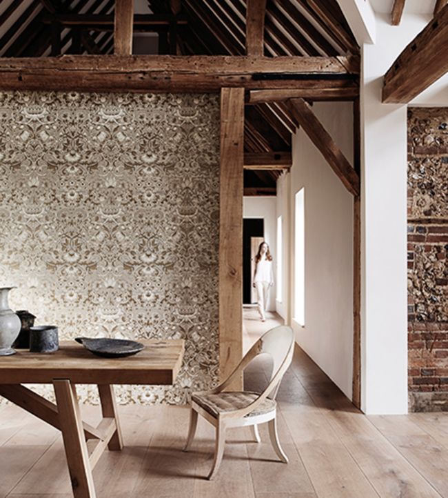 Pure Lodden Wallpaper - Gilver/Gold - 216029 - Morris & Co
