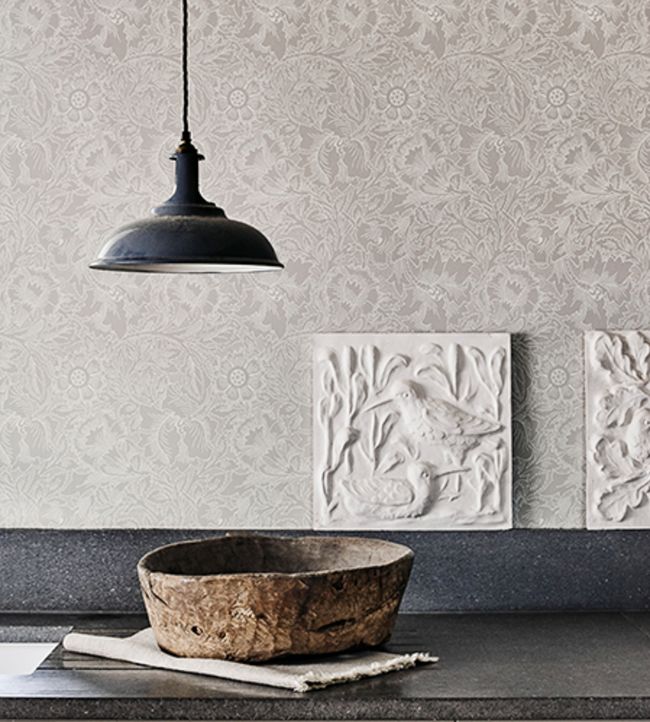 Pure Poppy Wallpaper - Dove/Chalk - 216032 - Morris & Co
