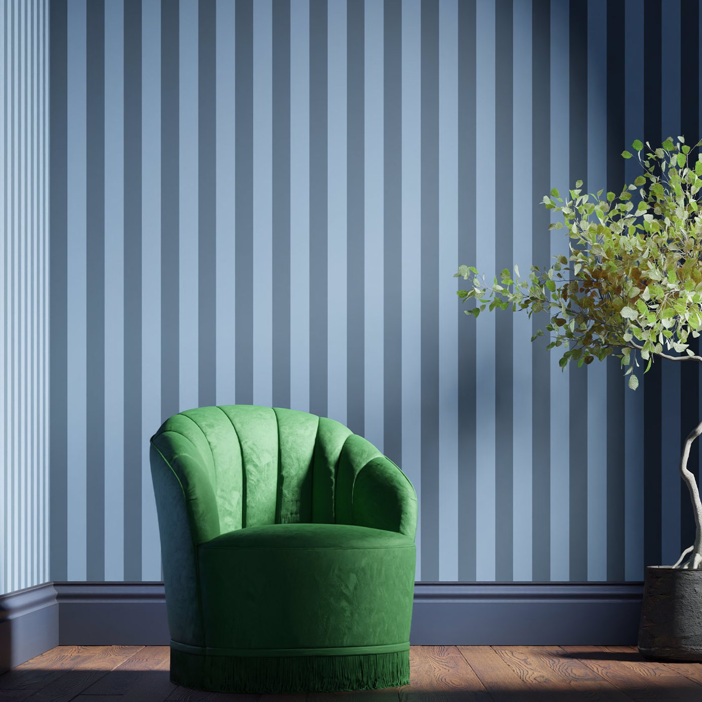 Signature Stripe Wallpaper - Jazz Night - 510032 - Morris & Co