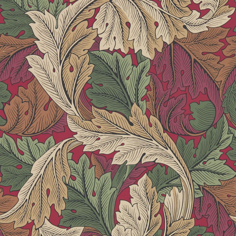 Acanthus Wallpaper - Madder/Thyme - Morris & Co - 216439