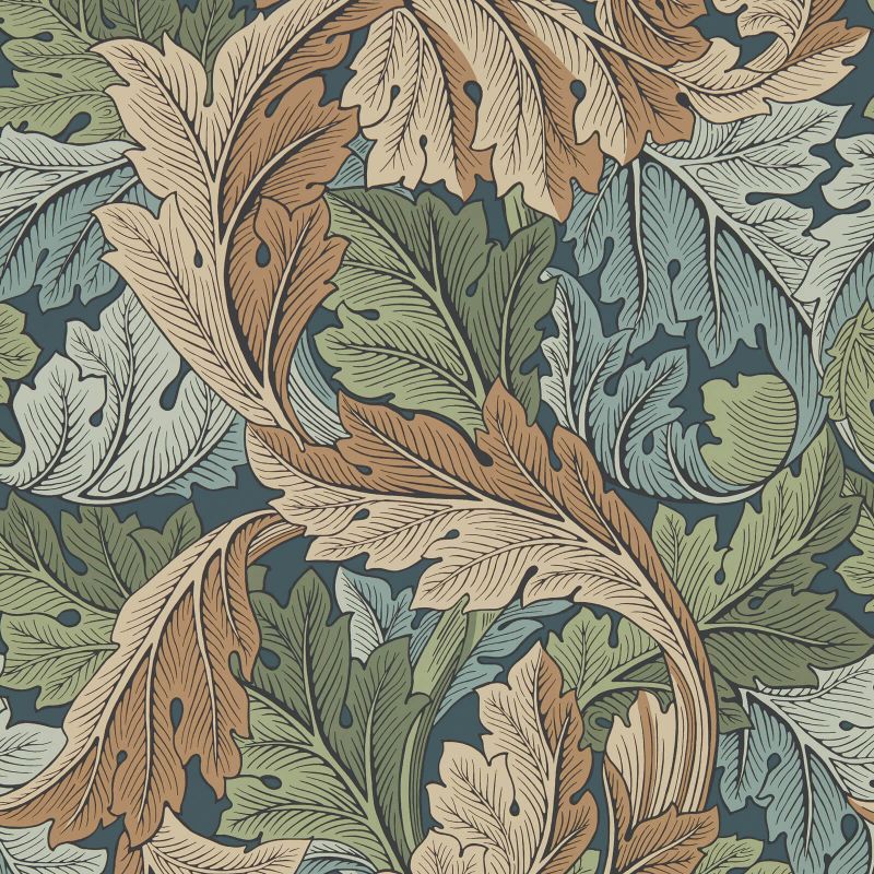 Acanthus Wallpaper - Slate Blue/Thyme - Morris & Co - 216440