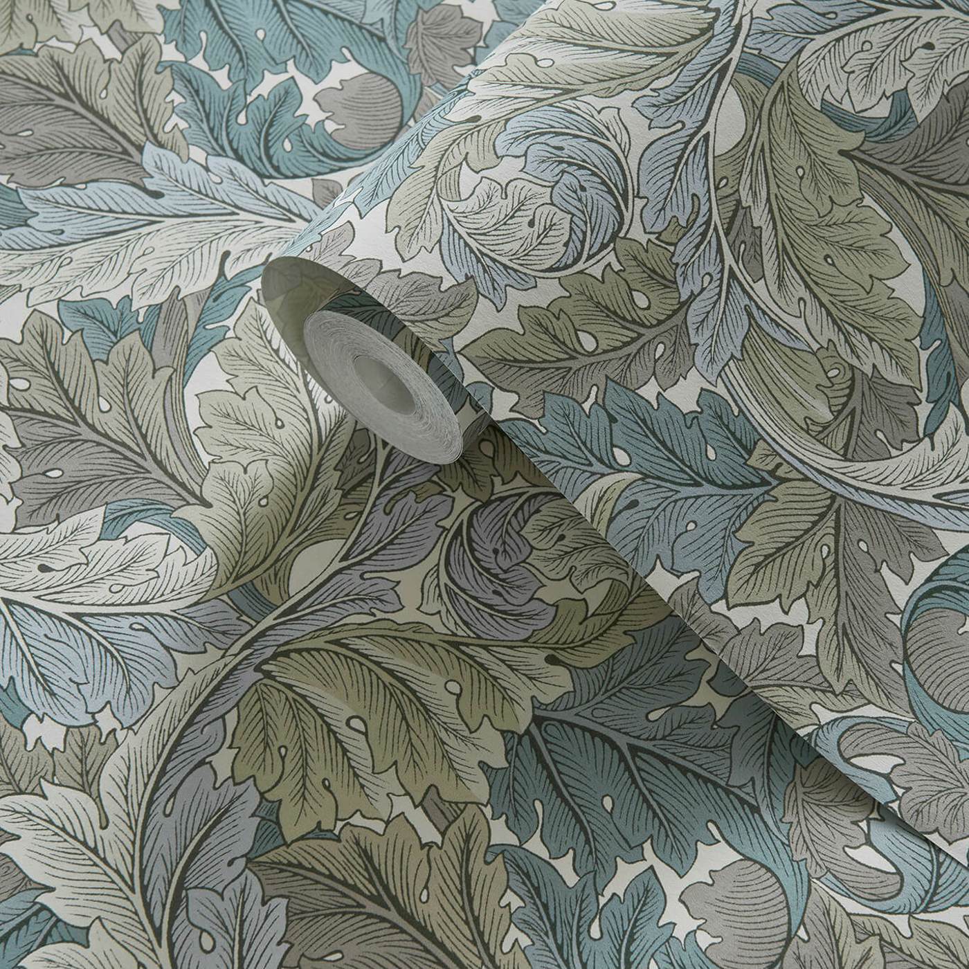Acanthus Wallpaper - Slate/Dove - Clarke & Clarke - W0175/03 - Morris Wallpaper