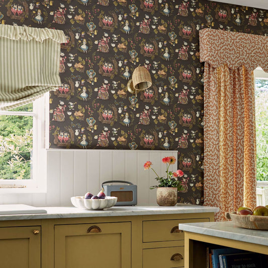 Alice In Wonderland Wallpaper - Chocolate - Sanderson - DDIW217288 - Morris Wallpaper