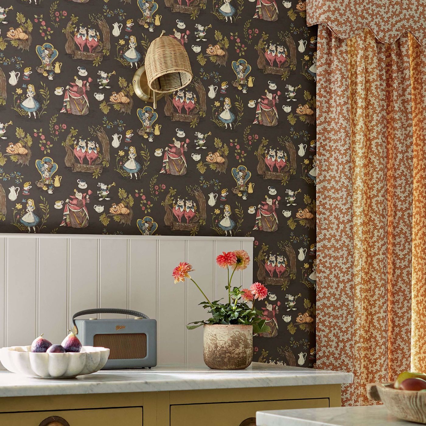 Alice In Wonderland Wallpaper - Chocolate - Sanderson - DDIW217288 - Morris Wallpaper