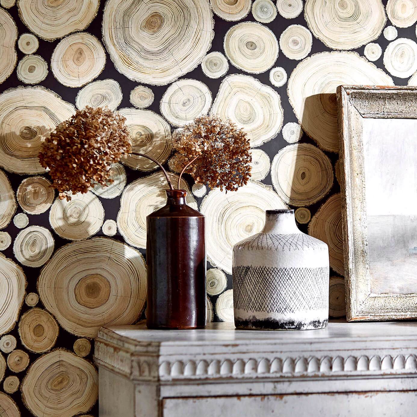 Alnwick Logs Wallpaper - Driftwood - Sanderson - DEBB216508 - Morris Wallpaper