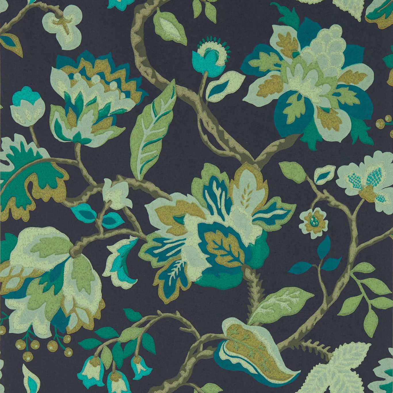 Amanpuri Wallpaper - Midnight/Eucalyptus - DOSW217044