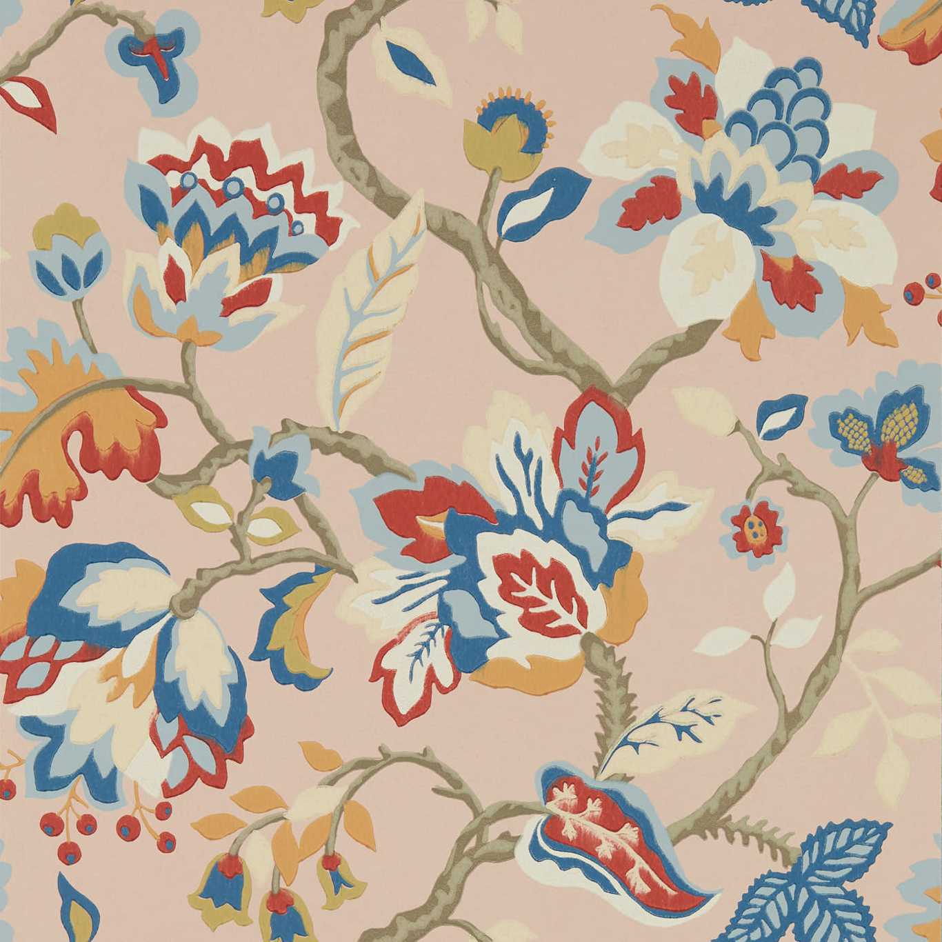 Amanpuri Wallpaper - Salmon/Dove Blue - DOSW217043