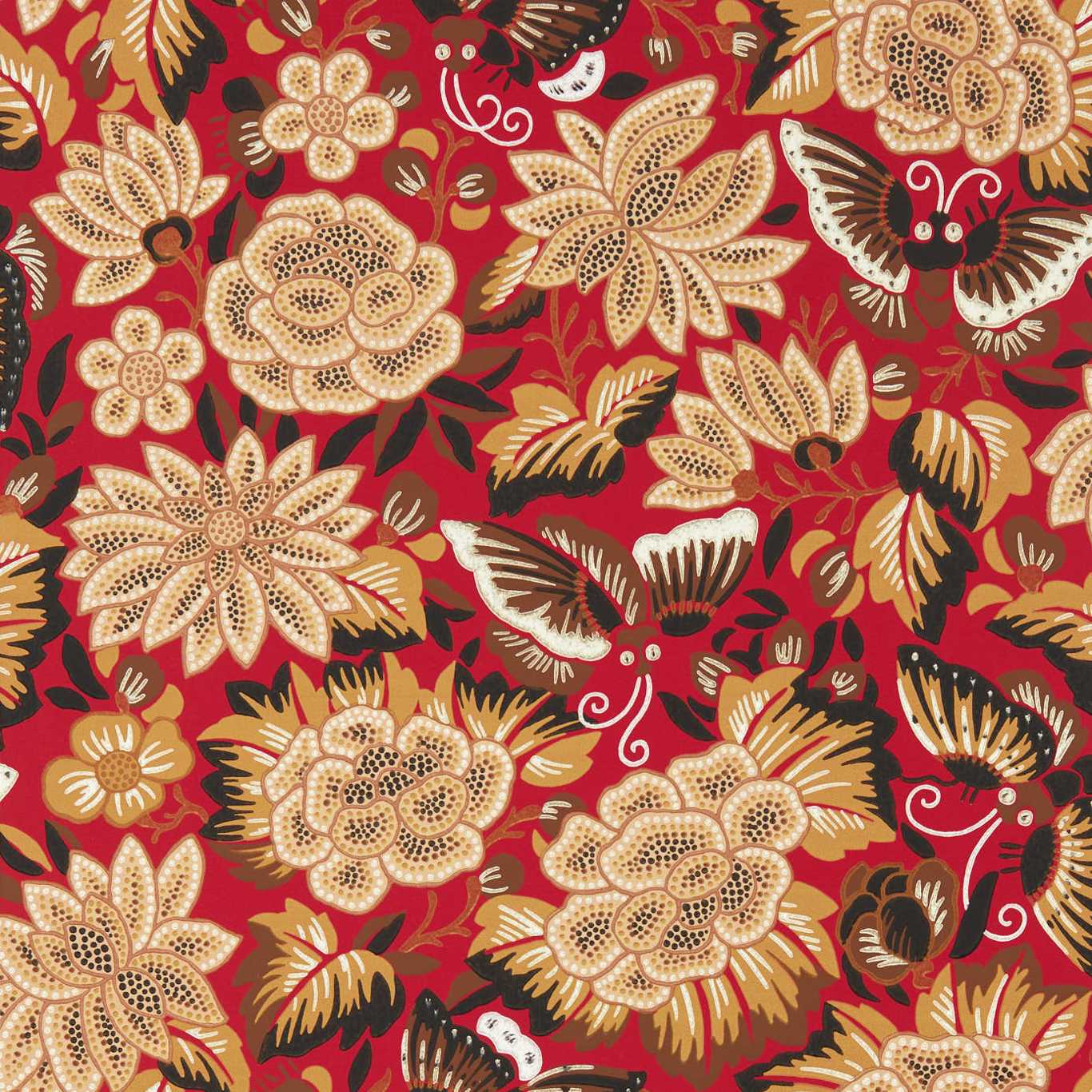 Amara Butterfly Wallpaper - Cinnabar/Ink Black - DWAW217116
