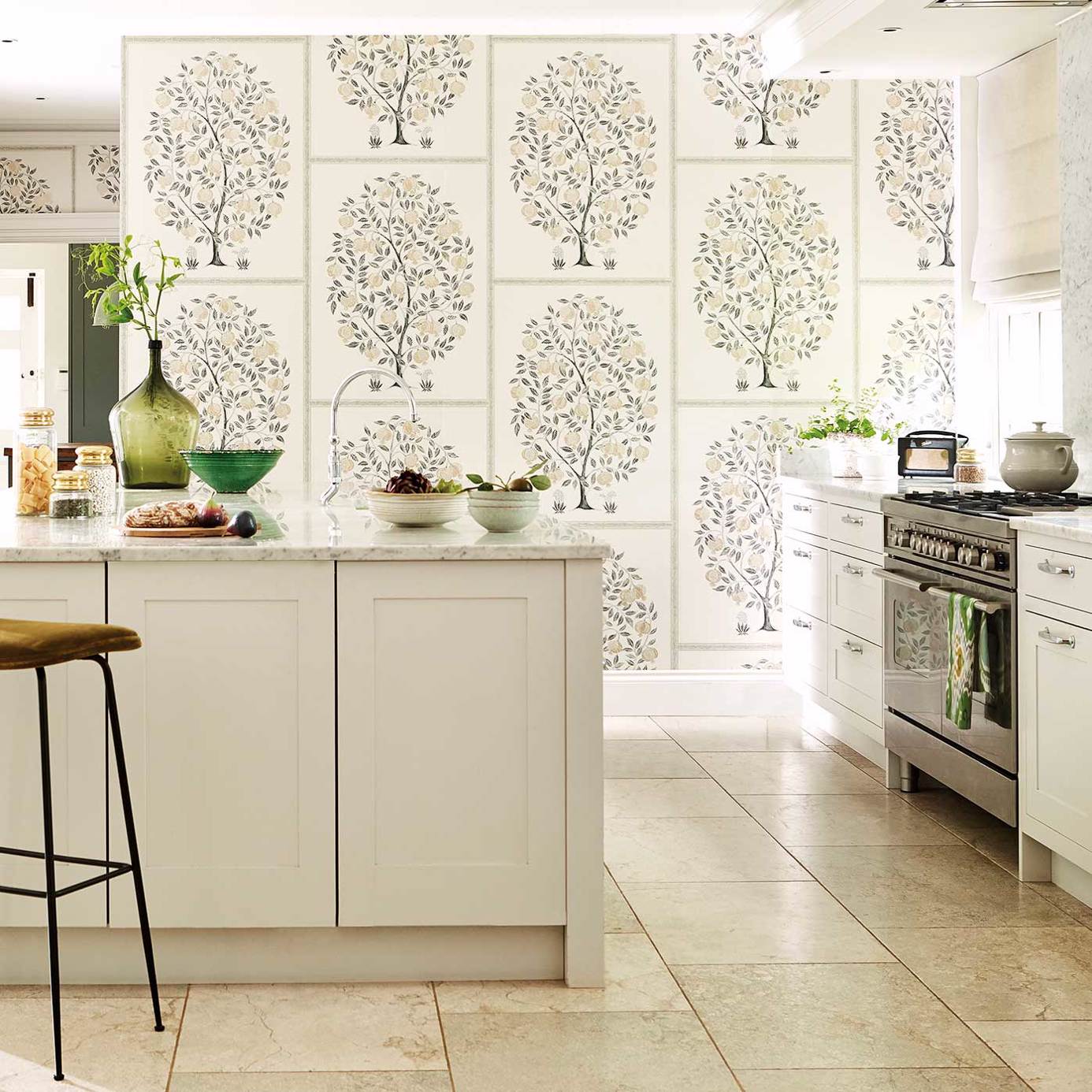 Anaar Tree Wallpaper - Charcoal/Gold - Sanderson - DCPW216791 - Morris Wallpaper