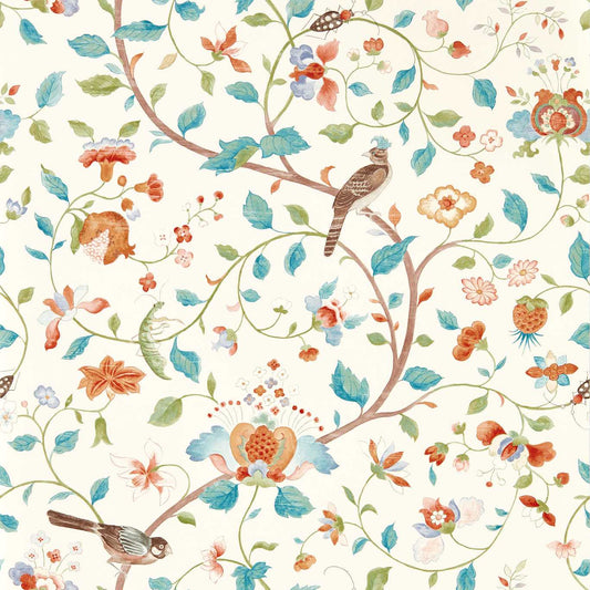 Aril's Garden Wallpaper - Teal/Russet - DABW217235