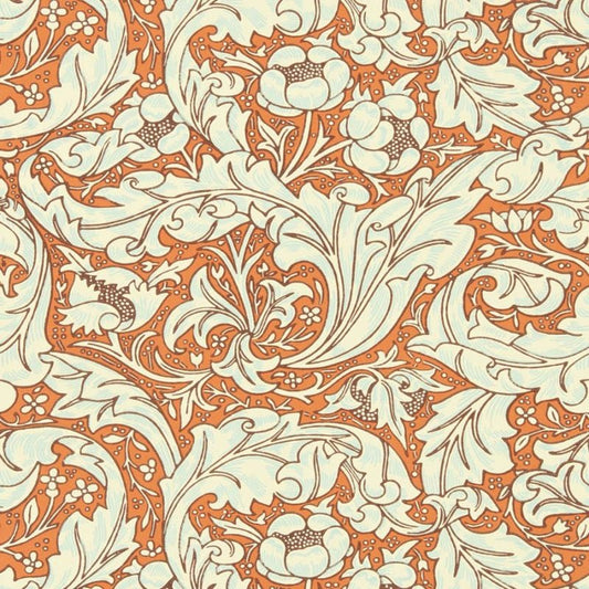 Bachelors Button Wallpaper - Burnt Orange/Sky - Morris & Co - 217097