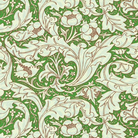 Bachelors Button Wallpaper - Leaf Green/Sky - Morris & Co - 217096