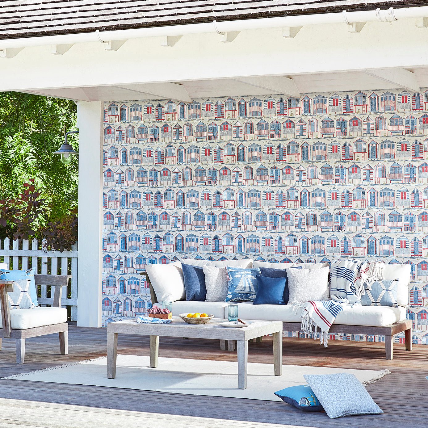 Beach Huts Wallpaper - Driftwood - Sanderson - DCOA216561 - Morris Wallpaper