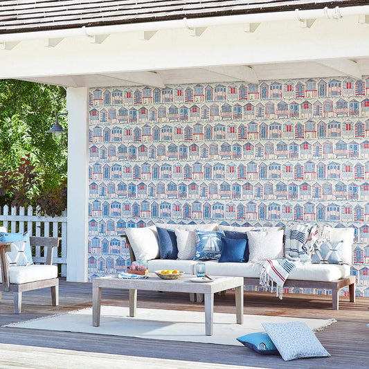 Beach Huts Wallpaper - Driftwood - Sanderson - DCOA216561 - Morris Wallpaper