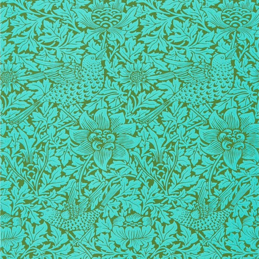 Bird & Anemone Wallpaper - Olive/Turquoise - Morris & Co - 216958