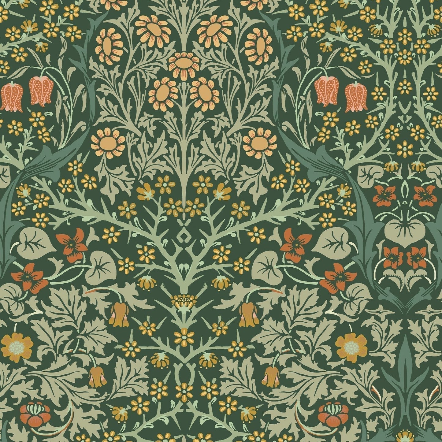 Blackthorn Wallpaper - Deep Green - 124252 - William Morris AH - Premier Wallcovering