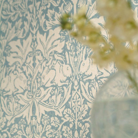 Brer Rabbit Wallpaper - Slate/Vellum - DMORBR103 - Morris & Co
