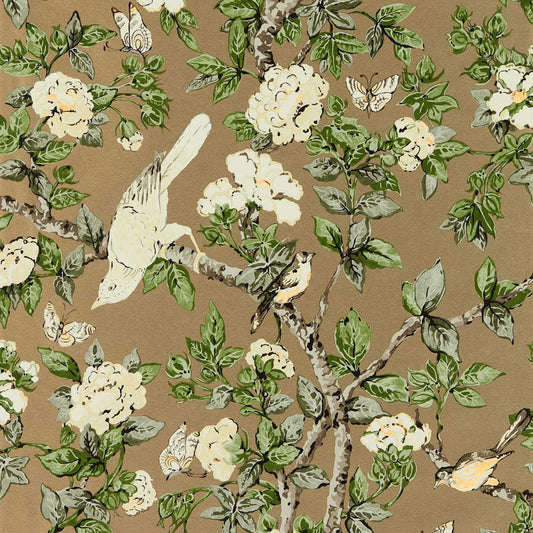 Caverley Wallpaper - Gold Metallic/Gardenia Green - DOSW217036