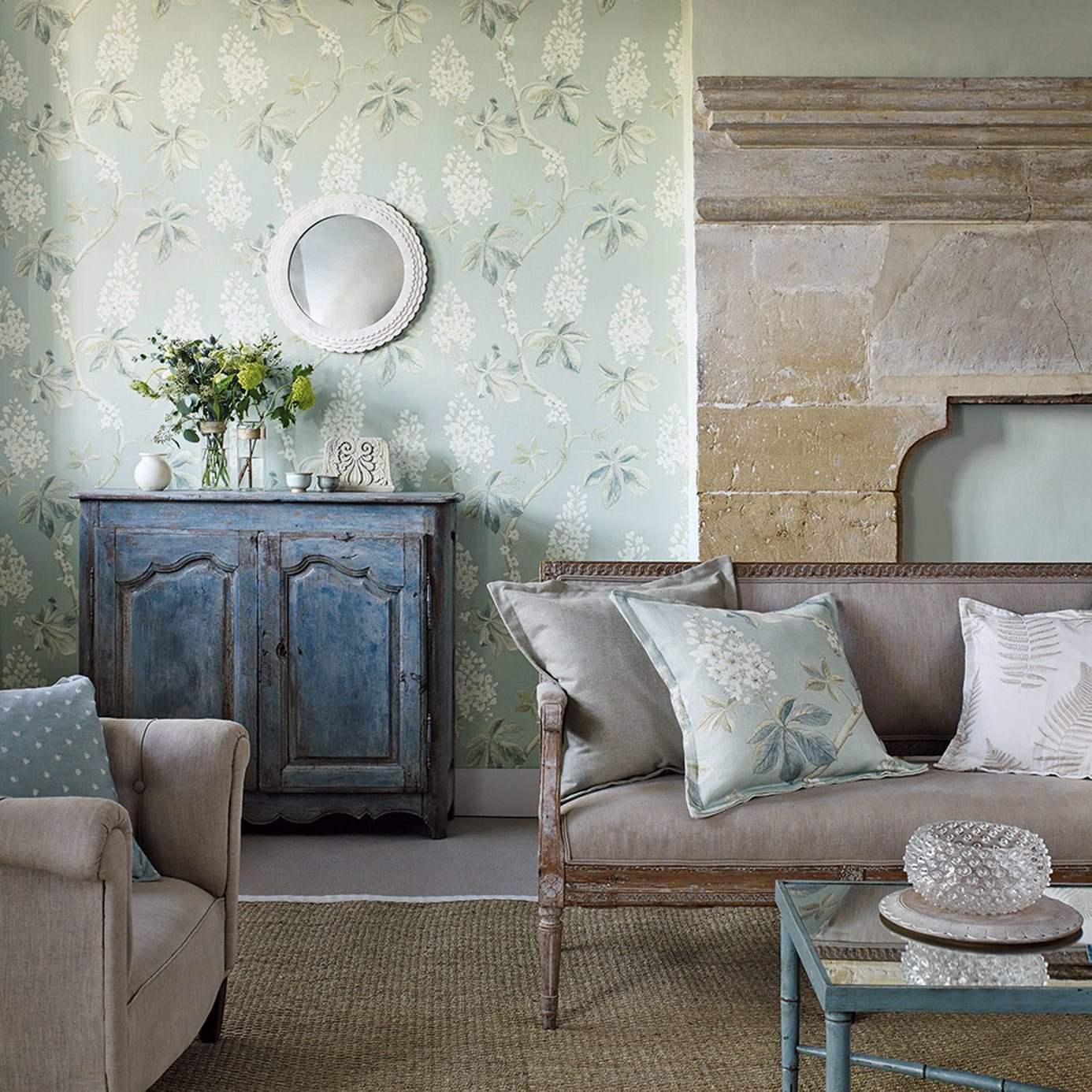 Chestnut Tree Wallpaper - Coral/Bayleaf - Sanderson - DWOW215709 - Morris Wallpaper