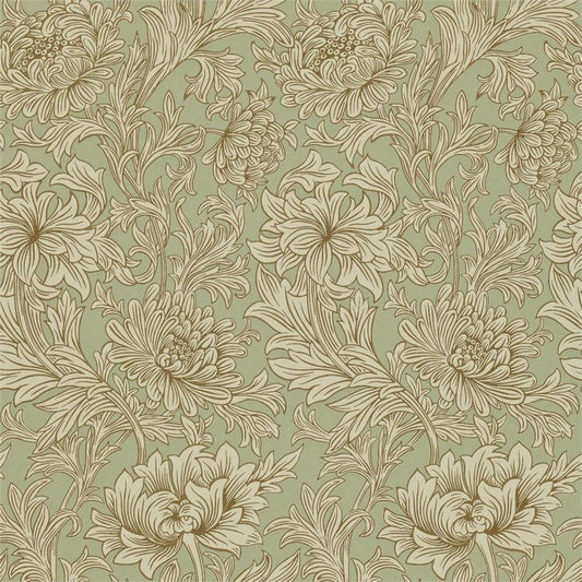Chrysanthemum Toile Wallpaper - Eggshell/Gold - DMOWCH104 - Morris & Co