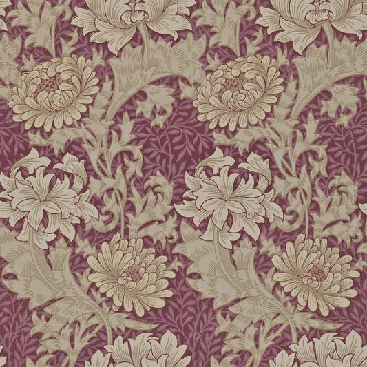 Chrysanthemum Wallpaper - Wine - Morris & Co - 212548