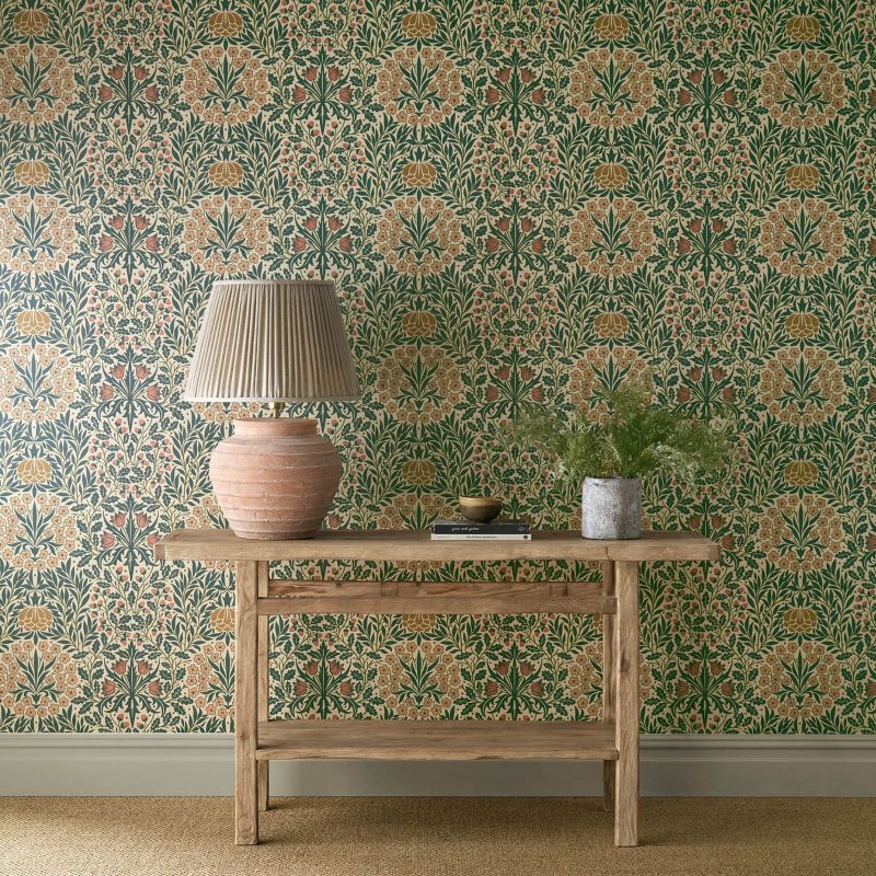 Daisy & Oak Wallpaper - Madder/Teal - Morris & Co - 217586