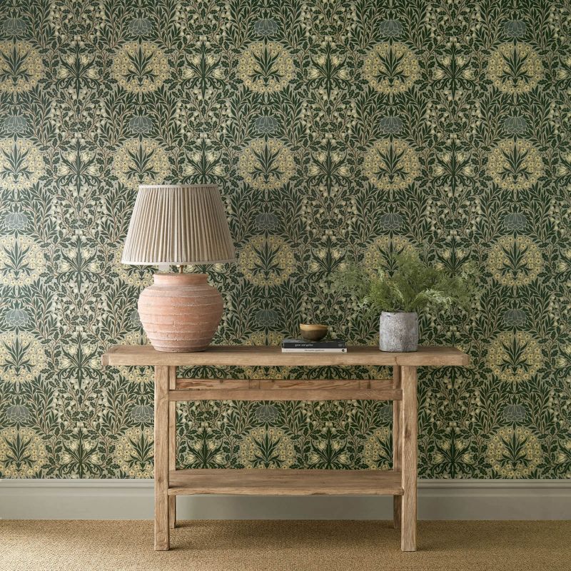 Daisy & Oak Wallpaper - Sage/Forest - Morris & Co - 217585