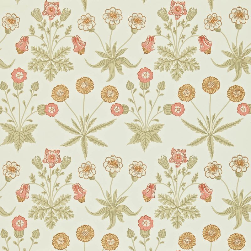 Daisy Wallpaper - Coral/Manilla - Morris & Co - 212560