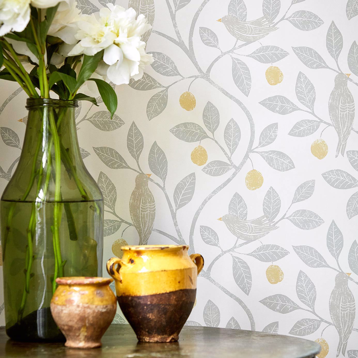 Damson Tree Wallpaper - Linen/Honey - Sanderson - DHPO216366 - Morris Wallpaper