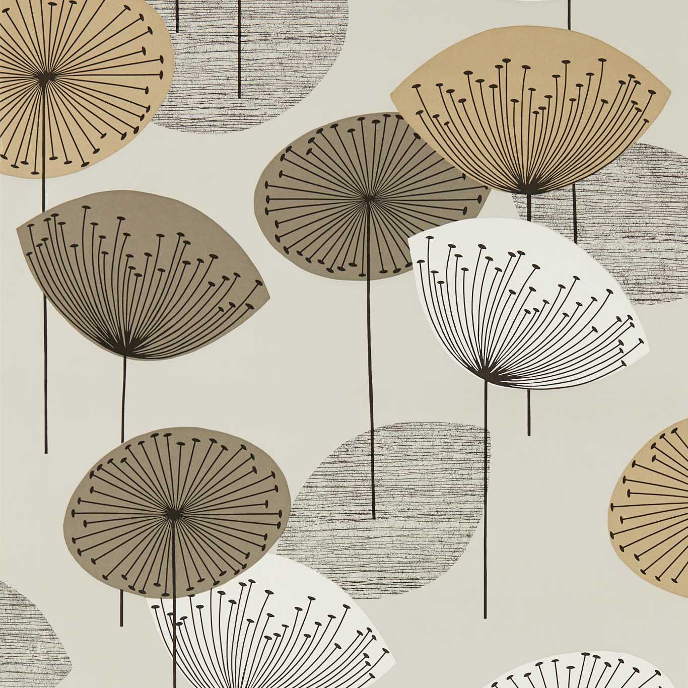 Dandelion Clocks Wallpaper - Metallic/Smoke Tree - DOSW217031