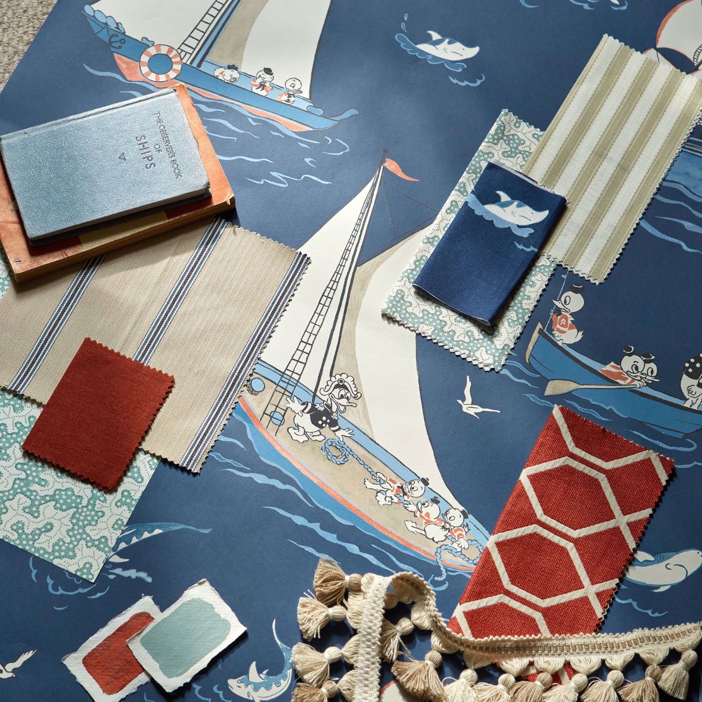 Donald Nautical Wallpaper - Night Fishing - Sanderson - DDIW217283 - Morris Wallpaper