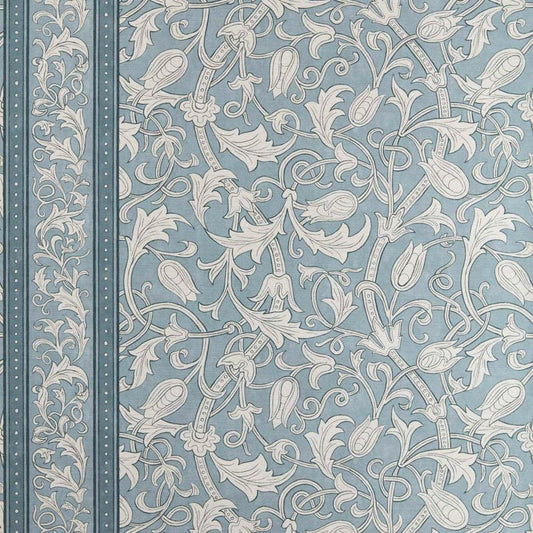 Etched Scrolling Tulip Wallpaper - Faded Indigo - Morris & Co - 217604