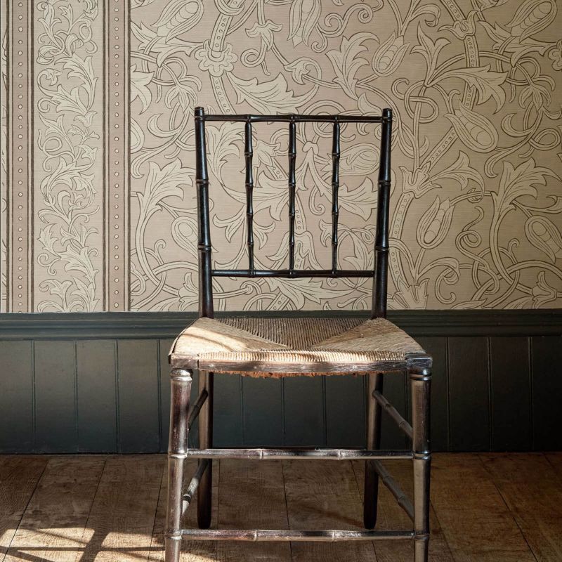 Etched Scrolling Tulip Wallpaper - Parchment - Morris & Co - 217603