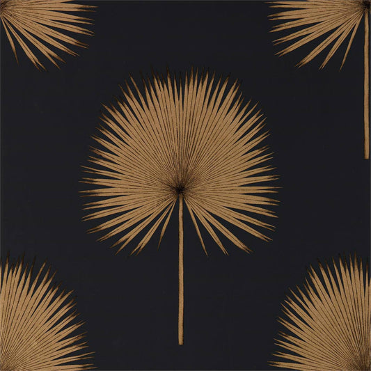 Fan Palm Wallpaper - Charcoal/Gold - DGLW216639